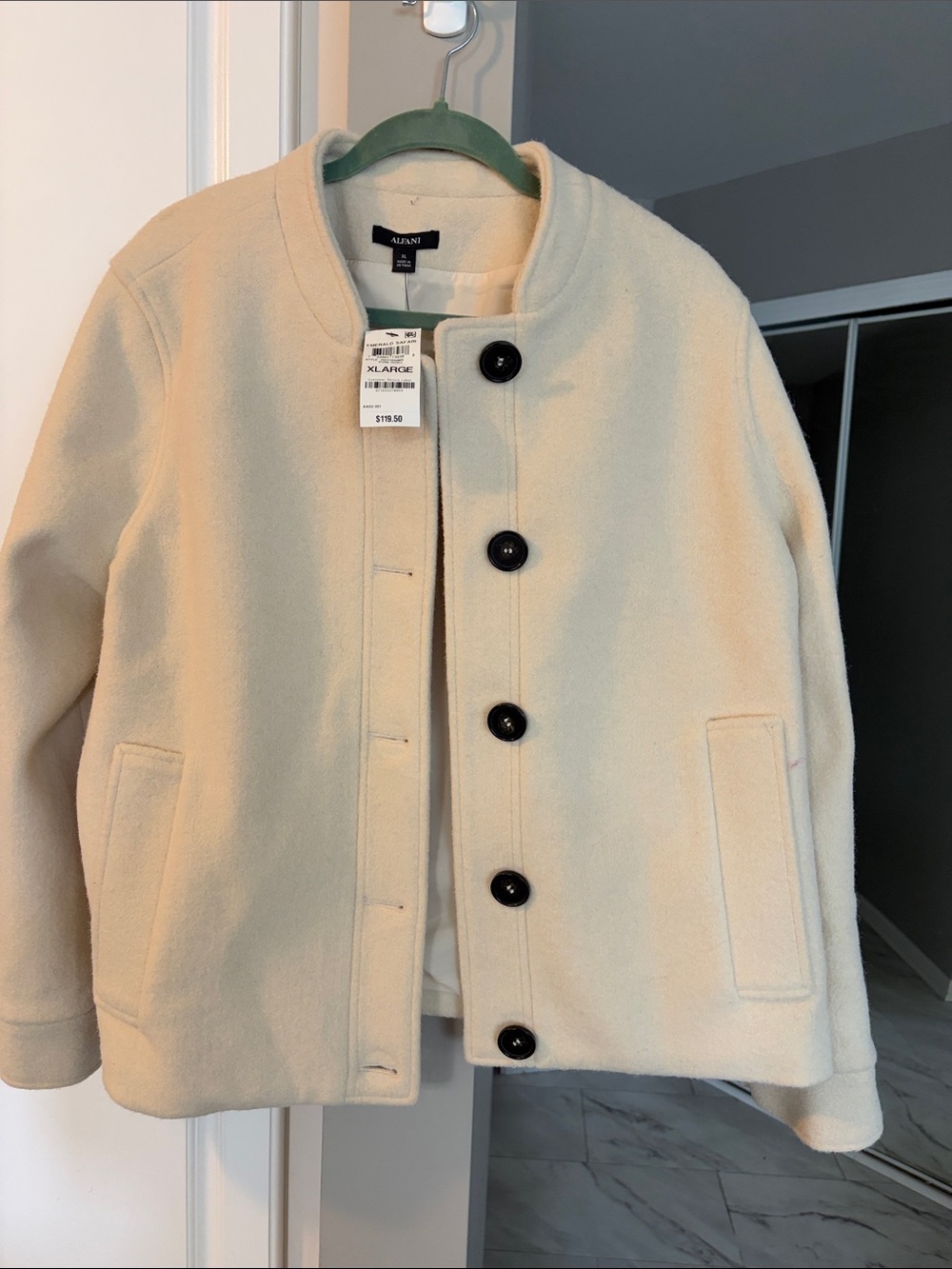 Alfani Cream Button-Front Wool-Blend Jacket size xl NWT